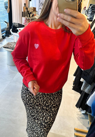 Sweater met rood hartje Hannika